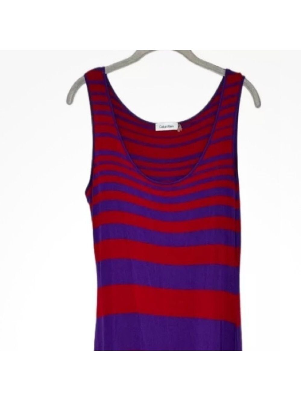 Purple + Red Color Block Stripes Maxi Dress Size 6 - Picture 2 of 9
